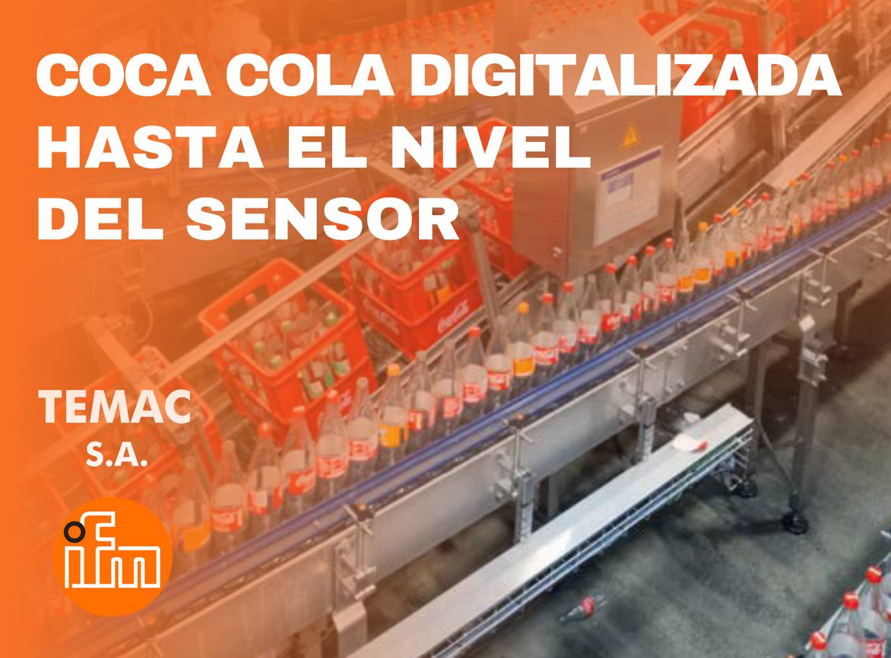 Sensores industriales ifm instalados en línea de producción de Coca-Cola