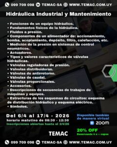 Capacitación técnica en Hidráulica Industrial y Mantenimiento dictada por TEMAC S.A., disponible en modalidad presencial y virtual.