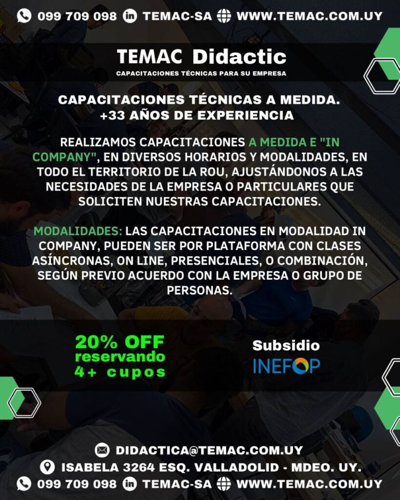 Capacitación técnica en Hidráulica Industrial y Mantenimiento dictada por TEMAC S.A., disponible en modalidad presencial y virtual.