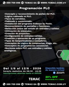 Capacitación técnica en Programación de PLC y software Codesys by Festo, dictada por TEMAC S.A. en modalidad presencial y virtual.